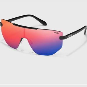 Quay Australia On The Edge Gradient Shield Sunglasses-Matte Black/Purple Rainbow
